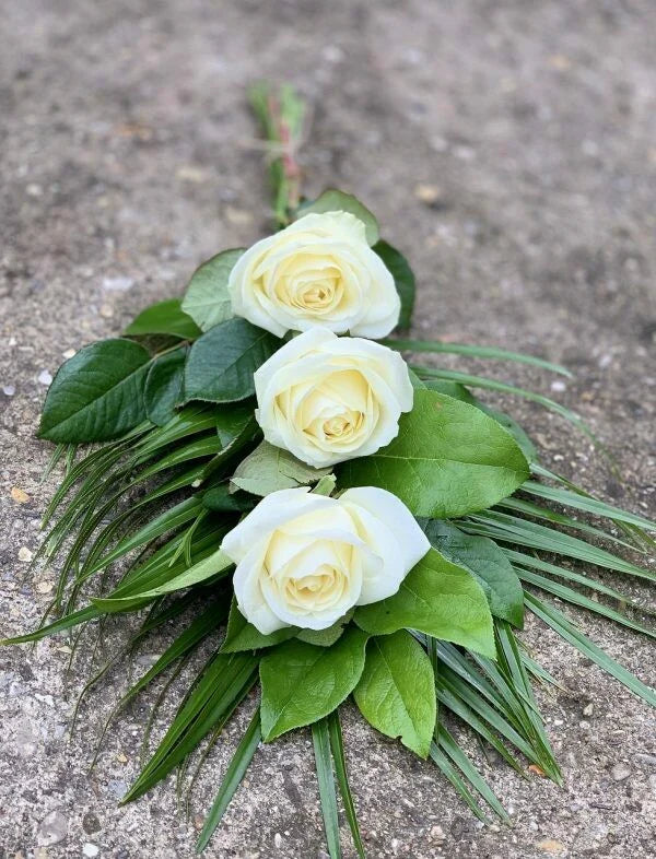 3 Rose Sheaf - White - Funeral